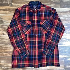 Vintage Backpacker 90s Outdoors Plaid Flannel Button Shirt Striped Size Medium M